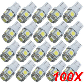 Toyl 100Pcs T10 Wit 168 194 501 W5W 5 Smd Led Car Side Wedge Light Lamp Dc 12V