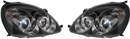 Toyota Set Koplampen passend voor Toyota Yaris I 1999-2003 - Zwart - incl. Angel-Eyes