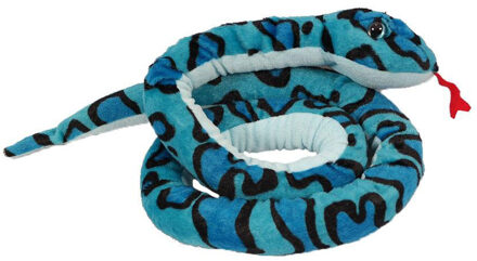 Toys Knuffeldier Boomslang - zachte pluche stof - blauw - kwaliteit knuffels - 250 cm - Knuffeldier