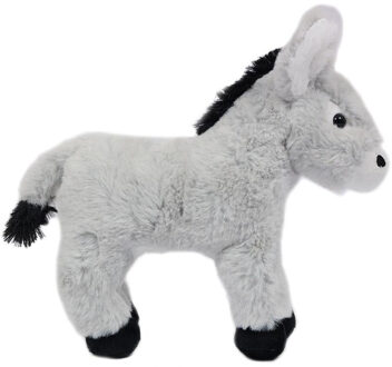 Toys Knuffeldier Ezel - pluche stof - premium kwaliteit knuffels - grijs - 22 cm - Knuffel boederijdieren Bruin