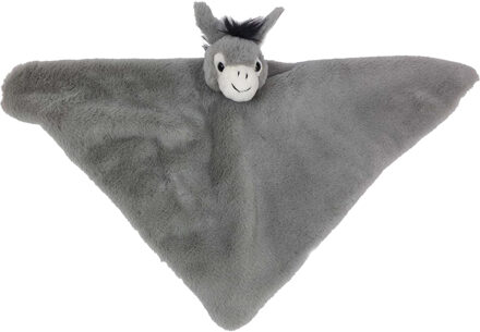 Toys Knuffeldier Ezel - zachte pluche stof - tuttel/knuffeldoekje - grijs - 45 cm - Knuffeldoek