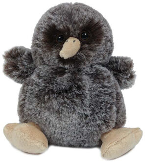 Toys Knuffeldier Kiwi vogel - zachte pluche stof - donkergrijs - kwaliteit knuffels - 11 cm - Vogel knuffels