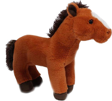 Toys Knuffeldier Paard - pluche stof - premium kwaliteit knuffels - lichtbruin - 30 cm - Knuffel boederijdieren