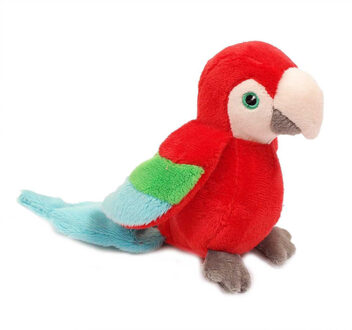 Toys Knuffeldier Papegaai - pluche stof - premium kwaliteit knuffels - rood - 12 cm - Vogel knuffels