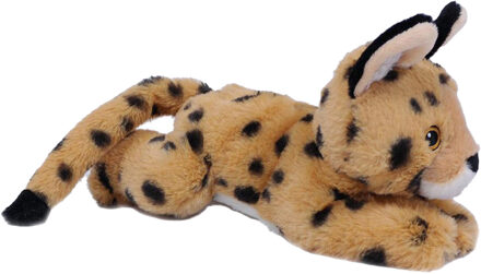 Toys Knuffeldier Serval kat - beige - zachte pluche stof - premium kwaliteit knuffels - 28 cm - Knuffel bosdieren