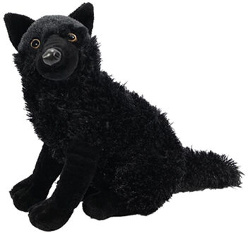 Toysknuffeldier Wolf - zachte pluche stof - zwart - kwaliteit knuffels - 26 cm - Knuffeldier