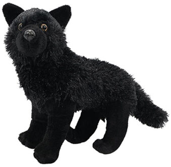 Toysknuffeldier Wolf - zachte pluche stof - zwart - kwaliteit knuffels - 30 cm - Knuffeldier