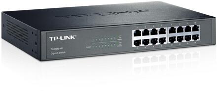 TP-Link TL-SG1016D 16-Port Gigabit Desktop/Rackmount Switch Switch Zwart