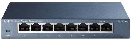 TP-Link TL-SG108 8-Port 10/100/1000Mbps Desktop Switch Switch Zwart