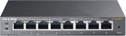 TP-Link TL-SG108PE 8-Port Gigabit Easy Smart Switch with 4-Port PoE+ Switch Zwart