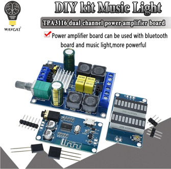 TPA3116 DIY kit Music Light UV Meter Bluetooth 5.0 Power Amplifier Board 2*50W TPA3116D2 Dual Channel Power Amplifier Board