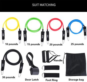 Tpe Training Bands 11 Stks/set Pull Touw Latex Spanning Band Borst Expander Fitness Pull Touw Puller Stretch Arm Apparaat