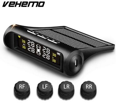 TPMS Auto Bandenspanningsmeter Monitoring Systeem TMPS Digitale Display Tyre Pressure Sensor System Solar Charge Car Security Alarm