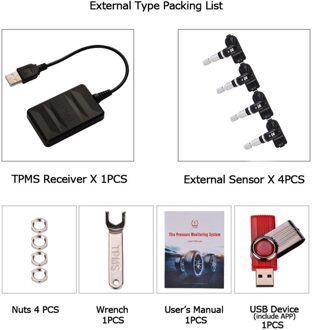 Tpms Bandenspanning Sensor Voor Android Autoradio Speler Usb Bandenspanningscontrolesysteem