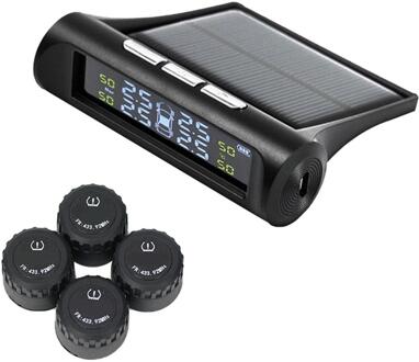 Tpms Bandenspanningscontrolesysteem Solar Of Usb Aangedreven Met Externe En Interne Sensoren Real-Time Display 6 Alarm modi