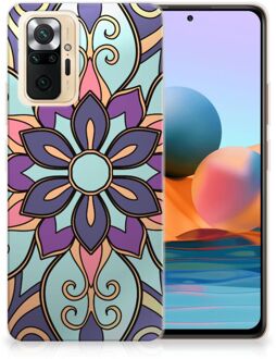 TPU Bumper Xiaomi Redmi Note 10 Pro Smartphone hoesje Paarse Bloem