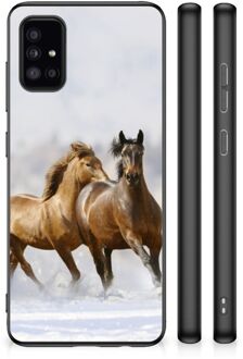 TPU Gripcase Samsung Galaxy A51 Smartphone Hoesje met Zwarte rand Paarden