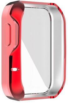 Tpu Plating Case Full Screen Protector Cover Voor Xiaomi Mi Horloge Lite Smart Horloge Case Beschermende Shell Voor Redmi Horloge gevallen rood