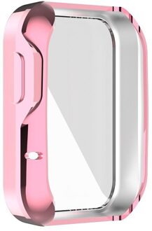 Tpu Plating Case Full Screen Protector Cover Voor Xiaomi Mi Horloge Lite Smart Horloge Case Beschermende Shell Voor Redmi Horloge gevallen roze