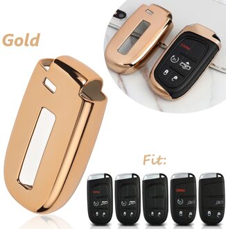 Tpu Remote Smart Key Cover Fob Case Shell Voor Dodge Journey Oplader Voor Jeep Renegade Grand Cherokee Voor Chrysler 200 300 goud