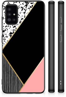 TPU Silicone Hoesje Samsung Galaxy A51 Telefoonhoesje met Zwarte rand Black Pink Shapes