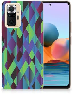 TPU Silicone Hoesje Xiaomi Redmi Note 10 Pro Smartphonehoesje met naam Abstract Groen Blauw