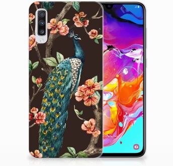 TPU Siliconen Back Cover Samsung A70 Design Pauw met Bloemen