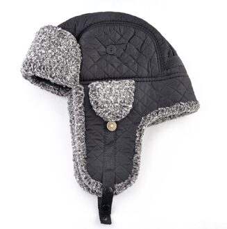 Tqmsmy Winter Mannen Bomber Hoeden Oorkleppen Trapper Hoeden Warm Faux Fur Oorklep Effen Kleur Bomber Hoed Mannen Russische Sneeuw hoeden TME83 zwart / 60cm