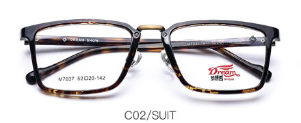 TR90 mannen Brilmontuur Vierkante Optische Eyewear Retro Transparante Bijziendheid Recept Brillen Frame # M7037 C02 amber