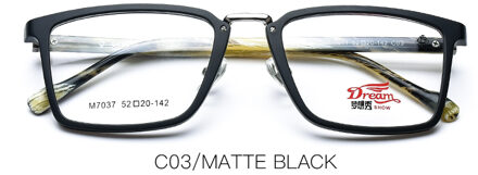 TR90 mannen Brilmontuur Vierkante Optische Eyewear Retro Transparante Bijziendheid Recept Brillen Frame # M7037 C03 matte zwart
