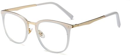 TR90 Vintage Optische Brillen Frames Vrouwen Ronde Bril Recept Bril Accessoires UV400 Bescherming Bril wit