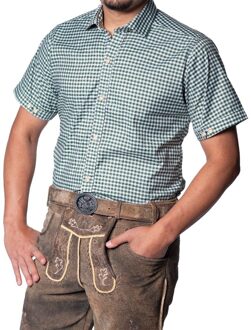 Trachtenhemd Korte Mouw Leopold Groen Geblokt