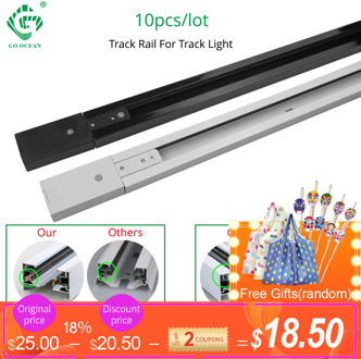 Track Rail 1m Track Light Fitting Aluminum 1 meter 2 wire Connector System Tracks Fixture black white Universal Rails 10pcs/lot