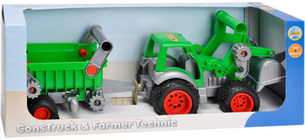 Tractor met Voorlader en Trailer