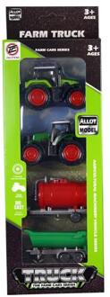 Tractorset die-cast pull back 7cm groen