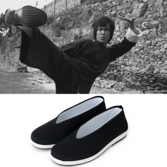 Traditional Chinese Style Men Kung Fu Shoes Old Beijing Bruce Lee Tai Chi Wushu Black Martial Arts Shoes Tang Suit Sportwear