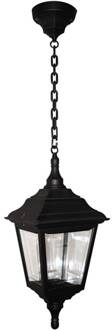 Traditioneel gevormde buiten hanglamp Kerry zwart, helder