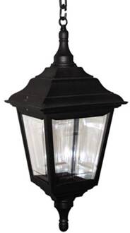 Traditioneel gevormde buiten hanglamp Kerry zwart, helder