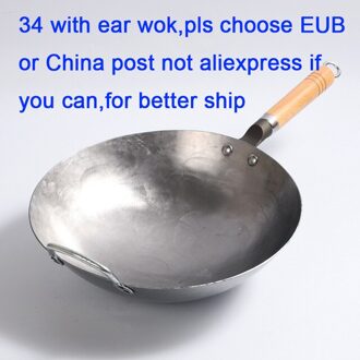 Traditionele Chinese Ijzeren Wok Handgemaakte Grote Koolstofstaal Wok Non-stick Wok Gasfornuis Pan Keuken Fornuis 1.8mm met oor / 32cm