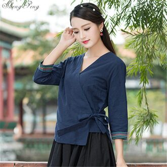 Traditionele Chinese Kleding Voor Vrouwen Casual Losse Tops Blouse Chinese Markt Online Traditionele Chinese Shirt Top Q321 1 / Xl