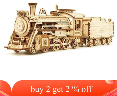 Train Model Kits 3D Wooden Puzzle Laser Cut 308pcs Assembly Locomotive Building Toy for Kids Teens Childen Tous Gift New Puzzle