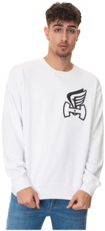 Trainingsshirt, Comfortabele en Stijlvolle Ronde Hals Sweater voor Heren Hogan , White , Heren - L