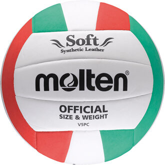 Trainingsvolleybal V5pc Soft Wit/rood/groen Maat 5