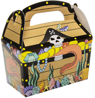 Traktatiedoosjes piraten schatkist - 36x st - 12 x cm - karton - traktaties - uitdelen