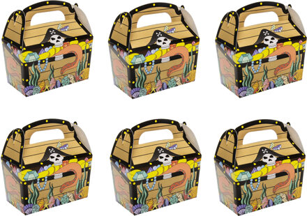 Traktatiedoosjes piraten schatkist - 48x st - 12 x cm - karton - traktaties - uitdelen