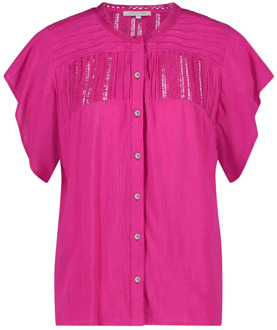 Tramontana Kreukelige korte mouw blouse Tramontana , Pink , Dames - L,M,S