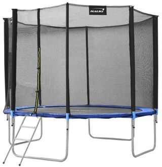 Trampoline Ø366 cm met veiligheidsnet, ladder en gevoerde stokken Blauw tot 150kg HAUKI