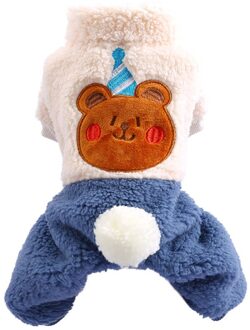 Transer Dikke Warme Fleece Hond Jumpsuits Rompertjes Verjaardag Hoed Cartoon Leuke Pet Kleding Winter Warm Hond Kleding 9905 bruin / XS