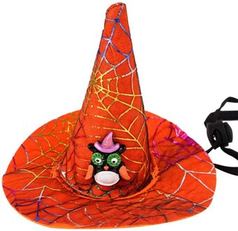 Transer Halloween Spinneweb Heks Hoed Hond Caps Kleine Pet Hond Kat Cosplay Kostuum Props voor Halloween 908 rood