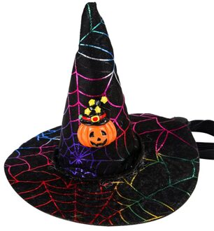 Transer Halloween Spinneweb Heks Hoed Hond Caps Kleine Pet Hond Kat Cosplay Kostuum Props voor Halloween 908 zwart